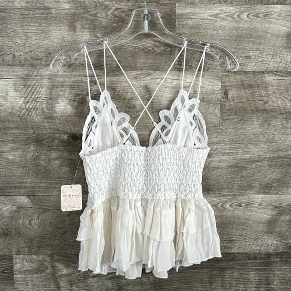 Free People NWT Adella Cami Lace Tank Ruffled Top with adjustable Straps. - Picture 9 of 14